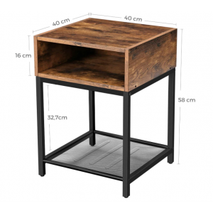 Industrial Side Table Rustic Metal Bedside Unit - Image 4