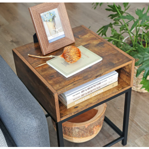 Industrial Side Table Rustic Metal Bedside Unit - Image 2
