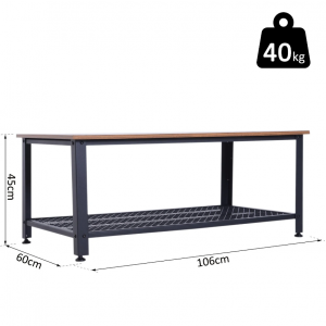 Industrial Coffee Table Rustic Metal Storage Shelf - Image 4