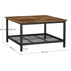 Industrial Coffee Table Rustic Metal Square Shelf Vintage Retro Side Furniture - Image 5