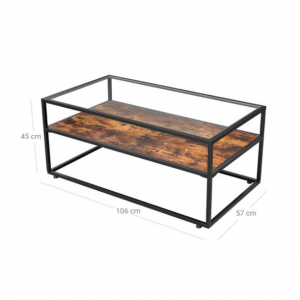 Glass Coffee Table Rustic Metal Furniture Vintage Industrial Storage Shelf Modern Leg - Image 5