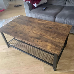 Industrial Coffee Table Rustic Metal Storage Shelf - Image 3