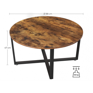 Industrial Round Coffee Table Rustic Metal Unit Vintage Side Living Room - Image 4