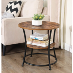 Industrial Side Table Rustic Metal End Storage Shelf Cabinet Vintage Round Plant Stand