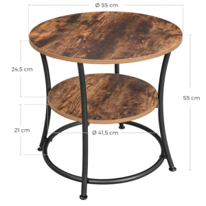 Industrial Side Table Rustic Metal End Storage Shelf Cabinet Vintage Round Plant Stand - Image 5