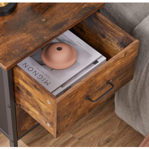 Industrial Bedside Table Rustic Metal Nightstand - Image 3