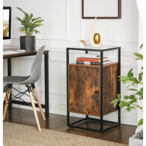 Industrial Side Cabinet Rustic Table Glass Cupboard - Image 3