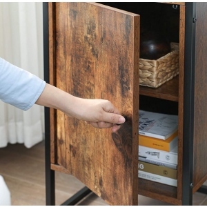 Industrial Side Cabinet Rustic Table Glass Cupboard - Image 4