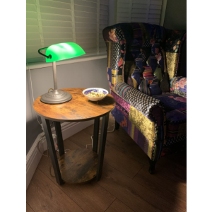 Industrial Side Table Vintage Round Sofa End Furniture Rustic Metal Coffee Plant Stand - Image 3