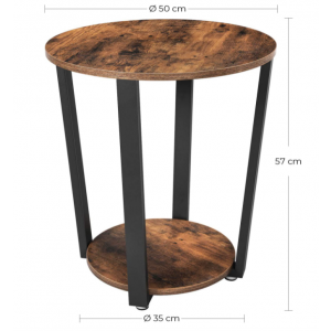 Industrial Side Table Vintage Round Sofa End Furniture Rustic Metal Coffee Plant Stand - Image 5