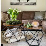 Industrial Coffee Table Vintage Round Nest Tables Set 2 Rustic Metal Side End