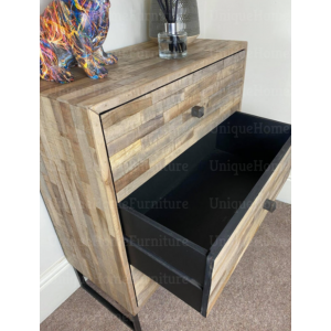 Rustic Chest Drawers Industrial Style Wood Sideboard - Image 3