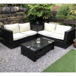 Rattan Corner Sofa Set Black Garden Patio Furniture Lounge Couch Table Storage Box