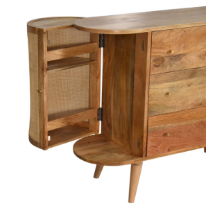 Scandinavian Chest Drawers Nordic Woven Rattan Sideboard Large Mid Century Side Cabinet - Image 4