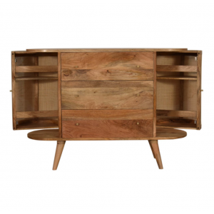 Scandinavian Chest Drawers Nordic Woven Rattan Sideboard Large Mid Century Side Cabinet - Image 5