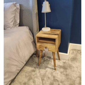 Small Beside Table Nordic Narrow Cabinet Scandinavian Solid Wood Unit - Image 3