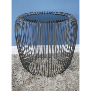 Round Side Table Rustic Metal Glass End Unit - Image 3