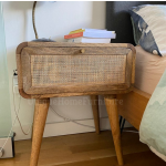 Mid Century Bedside Table Nordic Rattan Cabinet