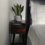 Nordic Bedside Table Mid Century Slim Cabinet Scandinavian Solid Wood Plant Lamp Stand