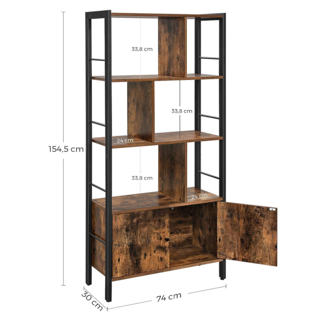 Large Industrial Bookcase Vintage Storage Unit Rustic Metal Cabinet ...