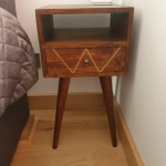 Nordic Bedside Table Small Wooden Cabinet Slim Mid Century Solid Wood Stand