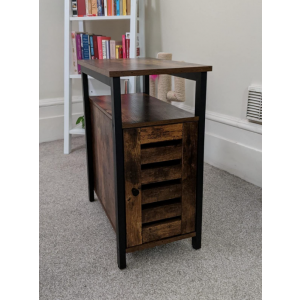 Industrial Side Table Slim Narrow Sofa End Cabinet Rustic Metal Coffee Small Vintage Console - Image 4