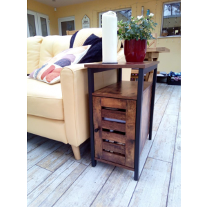 Industrial Side Table Slim Narrow Sofa End Cabinet Rustic Metal Coffee Small Vintage Console - Image 3