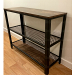 Industrial Console Table Rustic Metal Shelving Unit Vintage Display Cabinet