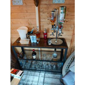 Industrial Console Table Rustic Metal Shelving Unit Vintage Display Cabinet - Image 4