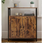 Industrial Storage Cabinet Vintage Side Door Cupboard Rustic Metal Console Table