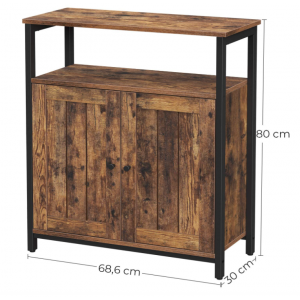 Industrial Storage Cabinet Vintage Side Door Cupboard Rustic Metal Console Table - Image 6