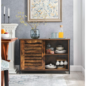 Industrial Storage Sideboard Rustic Kitchen Pantry Sliding Door Vintage Side Cabinet - Image 3