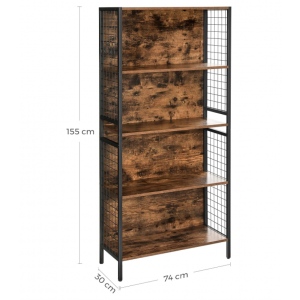 Industrial Shelving Unit Tall Vintage Bookcase Rustic Metal Hooks Retro Storage - Image 6