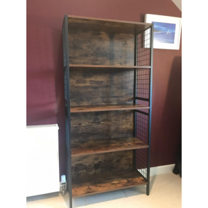 Industrial Shelving Unit Tall Vintage Bookcase Rustic Metal Hooks Retro Storage - Image 4