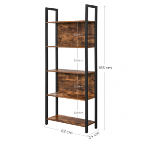 Tall Industrial Bookcase Vintage Display Unit Rustic Slim Storage Shelf Cabinet - Image 6