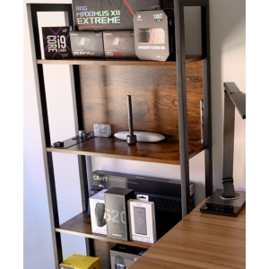 Tall Industrial Bookcase Vintage Display Unit Rustic Slim Storage Shelf Cabinet - Image 5