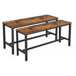 Industrial Dining Bench Set 2 Vintage Chair Rustic Metal Furniture Kitchen Seat