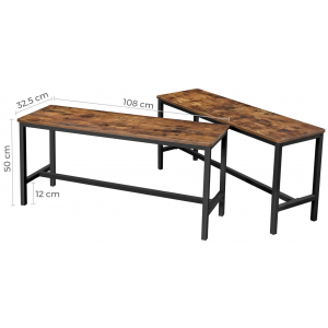 Industrial Dining Bench Set 2 Vintage Chair Rustic Metal Furniture Kitchen Seat - Image 4