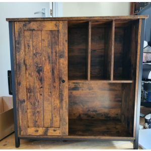 Industrial Side Cabinet Rustic Vinyl Record Storage Shelf - Image 3