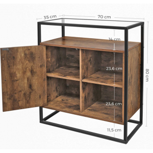 Glass Side Cabinet Rustic Industrial Display Unit - Image 5