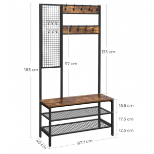 Large Coat Rack Industrial Rustic Storage Bench - Image 6