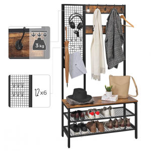 Large Coat Rack Industrial Rustic Storage Bench - Image 5
