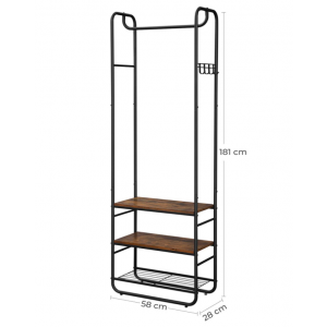 Industrial Hall Tree Metal Coat Rack Rustic Clothes Rail Tall Vintage Storage Cabinet Unit - Image 5