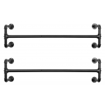 Industrial Clothes Rack Rustic Set 2 Metal Pipe Vintage Hanging Bar Wardrobe Unit