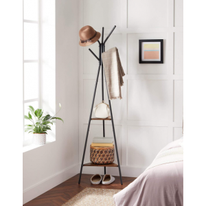 Industrial Coat Stand Rustic Metal Hanger Vintage Hallway Storage Shelf Rack - Image 3
