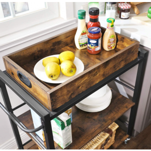 Industrial Serving Trolley Rustic Storage Drinks Cart - Image 4