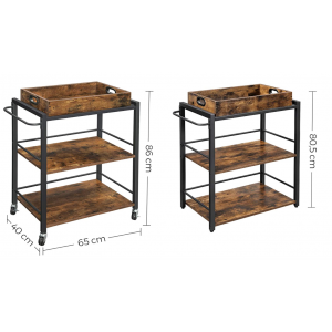 Industrial Serving Trolley Rustic Storage Drinks Cart - Image 6