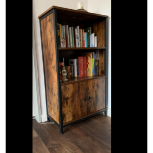 Small Industrial Bookcase Rustic Display Cabinet - Image 4