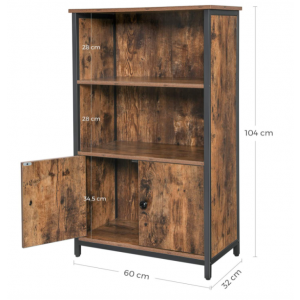 Small Industrial Bookcase Rustic Display Cabinet - Image 5