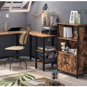 Small Industrial Bookcase Rustic Display Cabinet - Image 2